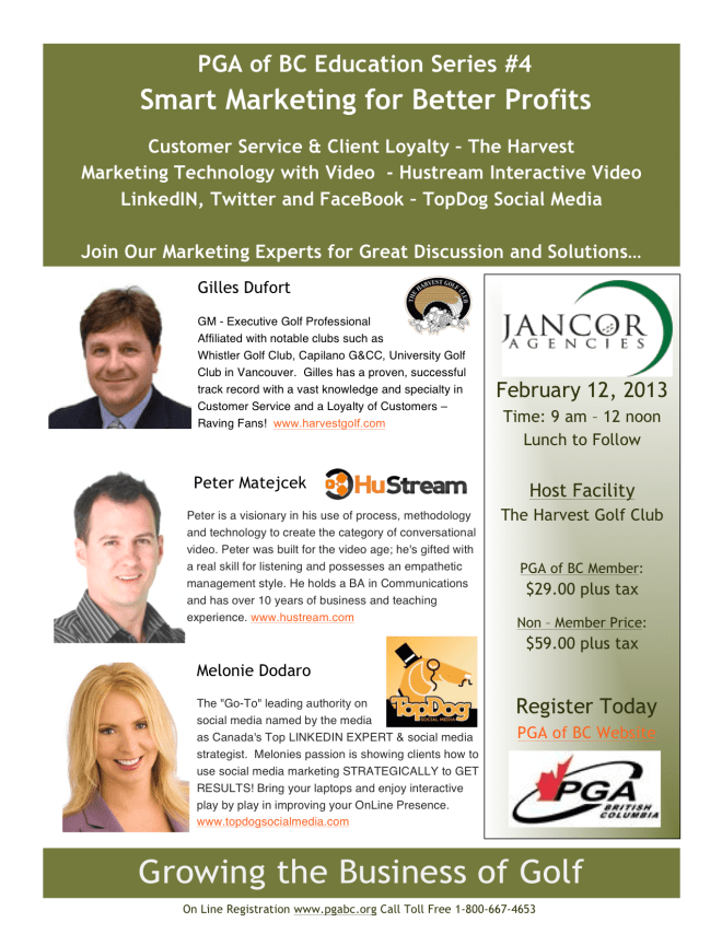 PGA of BC Educational Series, Smart Marketing for Better Profits